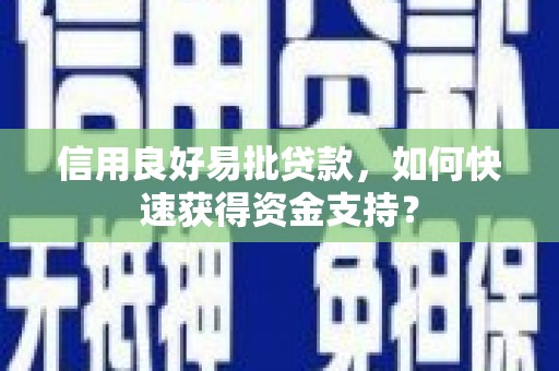 临潭信用良好易批贷款，如何快速获得资金支持？