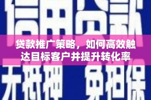 临潭贷款推广策略，如何高效触达目标客户并提升转化率