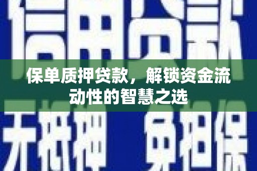 临潭保单质押贷款，解锁资金流动性的智慧之选