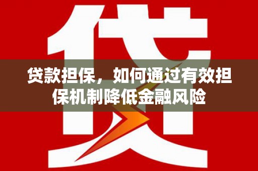 临潭贷款担保，如何通过有效担保机制降低金融风险