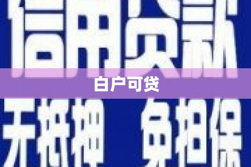 临潭白户可贷