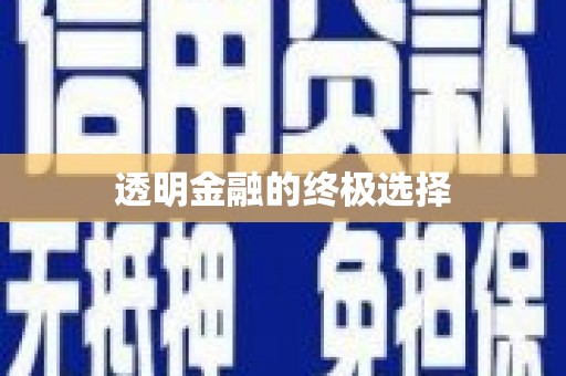 临潭透明金融的终极选择
